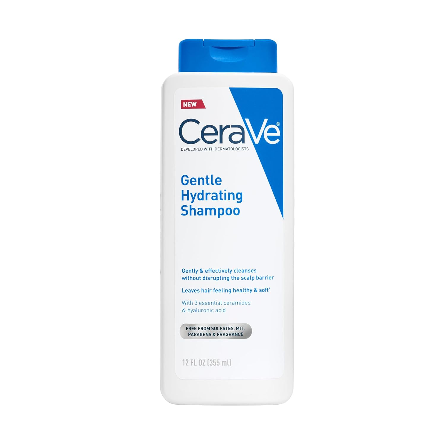 CeraVe Gentle Hydrating Shampoo with Hyaluronic Acid for Hair & Scalp. 12 Fl Oz (Pack of 12)