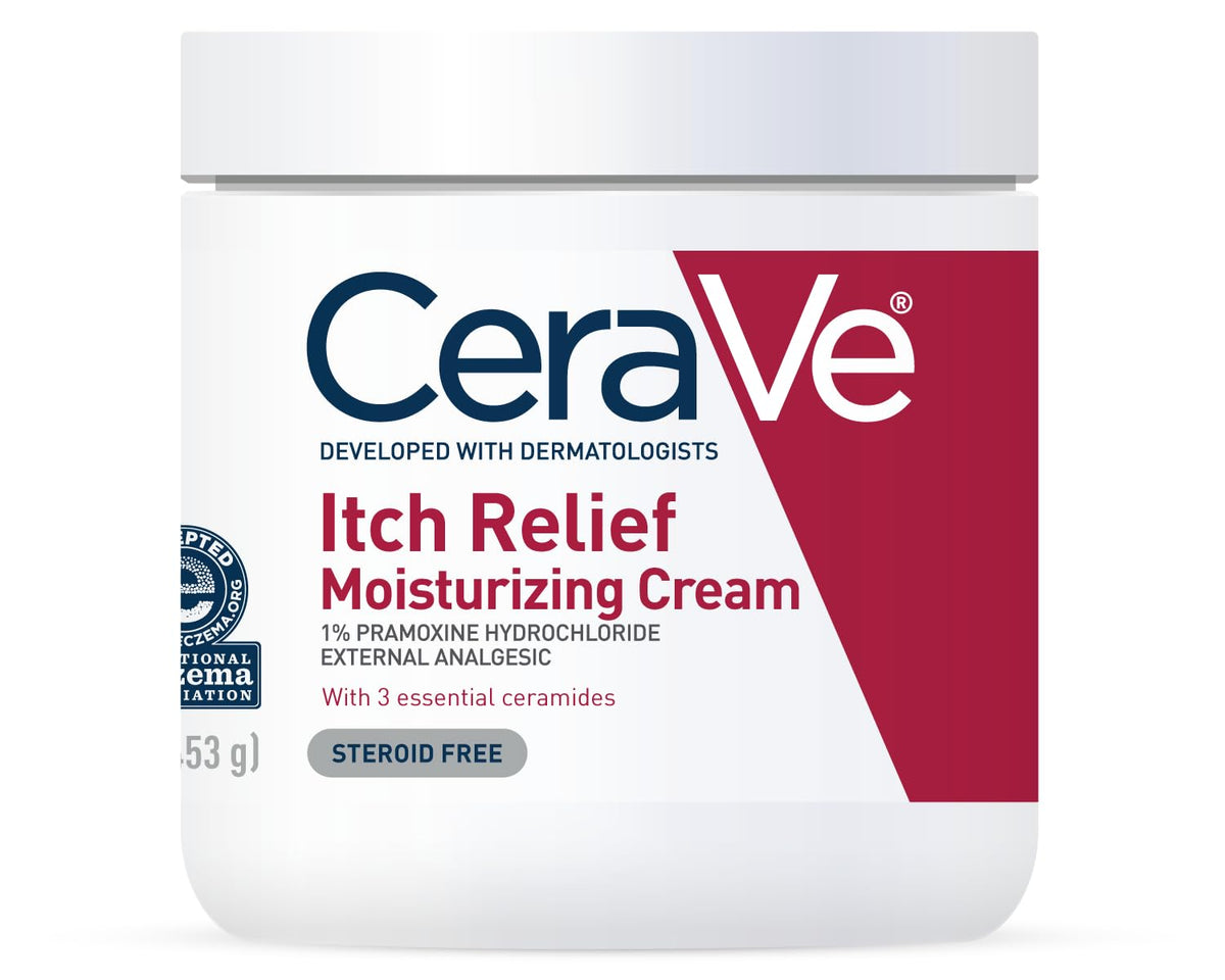 CeraVe Moisturizing Cream for Itch Relief. Anti Itch Cream. 16oz | Skin Care That Relieves Minor Skin Irritations. Sunburn & Bug Bites with Pramoxine Hydrochloride In A Fragrance Free Formula