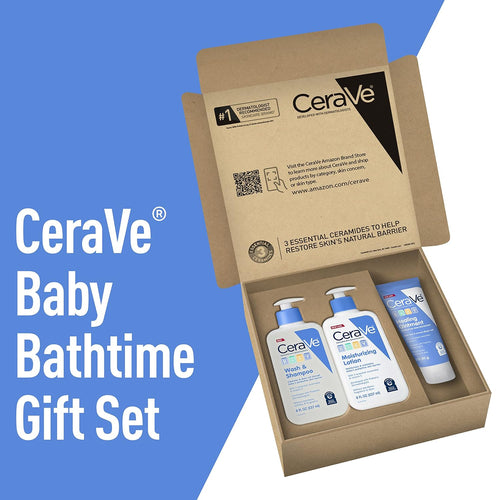 CeraVe Baby Bath Set. Wash & Shampoo. Moisturizing Lotion. Healing Ointment | Gentle Baby Bath Essentials. Fragrance-Free. Paraben-Free. Phthalates-Free. Tear-Free