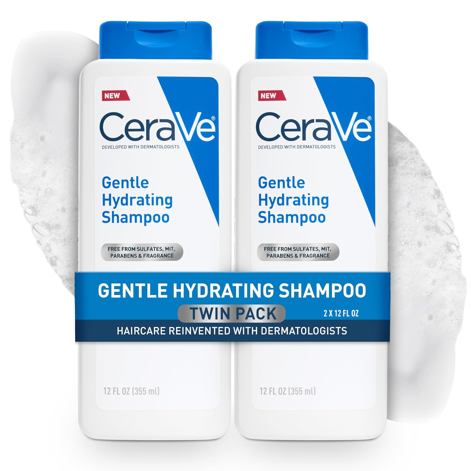 CeraVe Gentle Hydrating Shampoo with Hyaluronic Acid for Hair & Scalp. 12oz | Leaves Hair and Scalp Soft and Healthy-Looking with Ceramides. Niacinamide and A Color Safe Formula